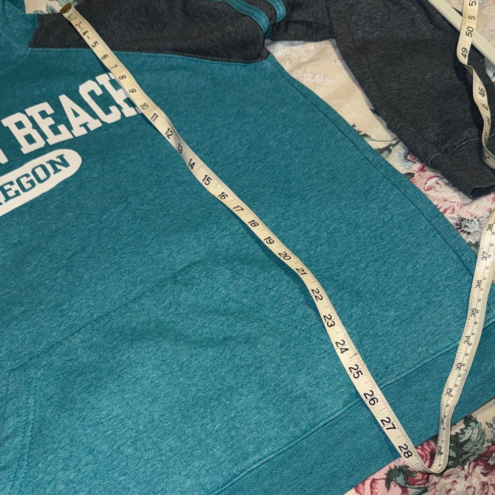 PNW Oregon Coast Teal and Gray Women's Hoodie - Picture 6 of 7